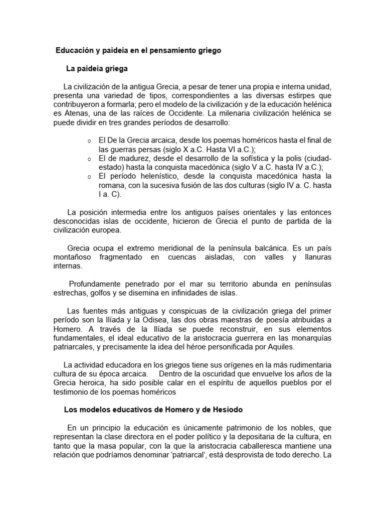 Educación y areté en la Grecia antigua | PDF | Periodo helenístico ...