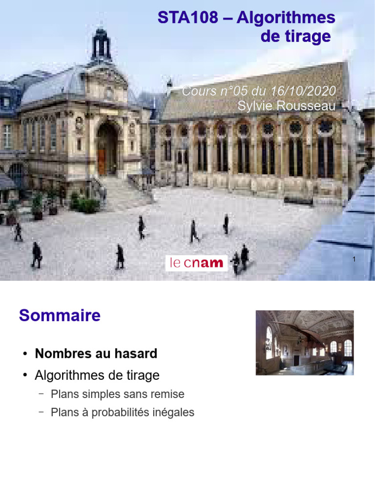 Sta108 - Cours 05 - Algorithmes de Tirage Cle498183 | PDF | Probabilité ...