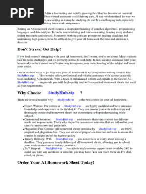 Ai Homework Sheet