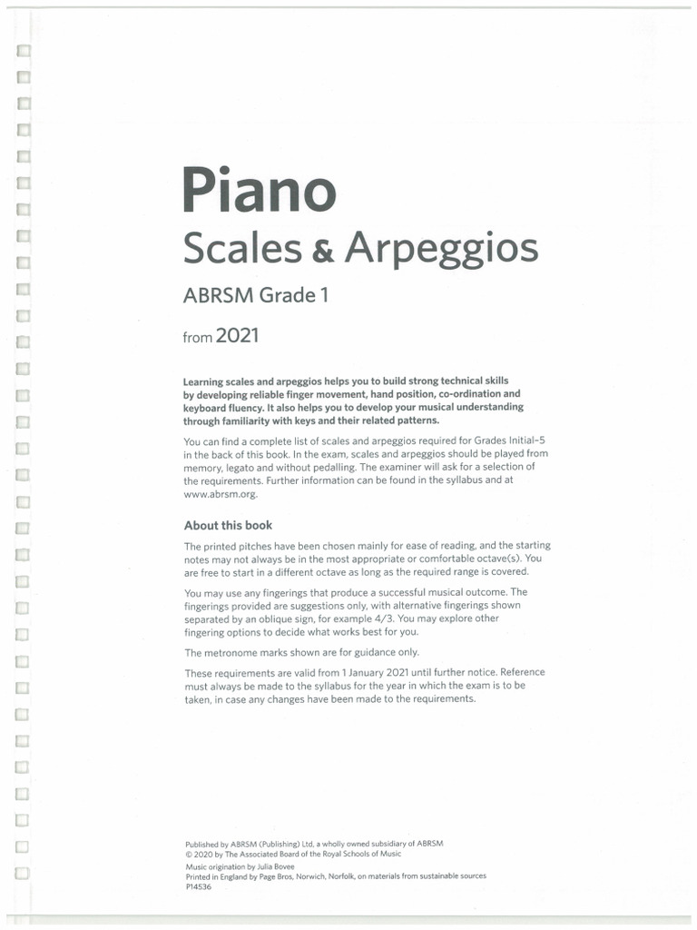 Piano Scales and Arpeggios Gd. 1 | PDF