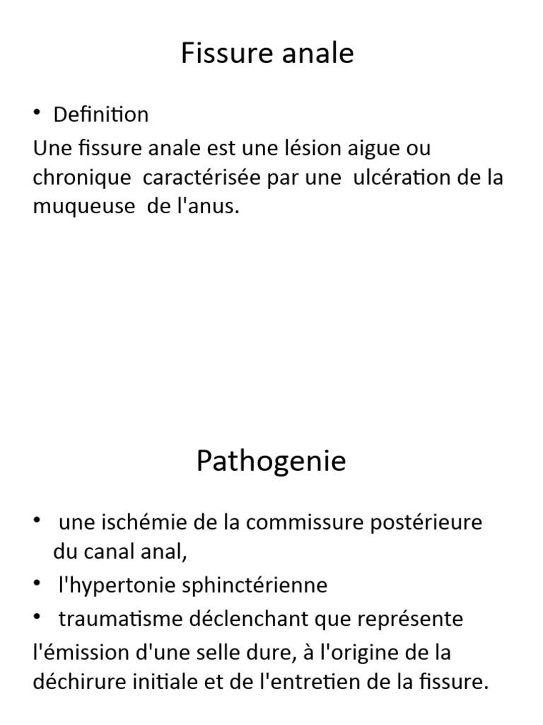 Fissure Anale PDF Médecine clinique Spécialités médicales