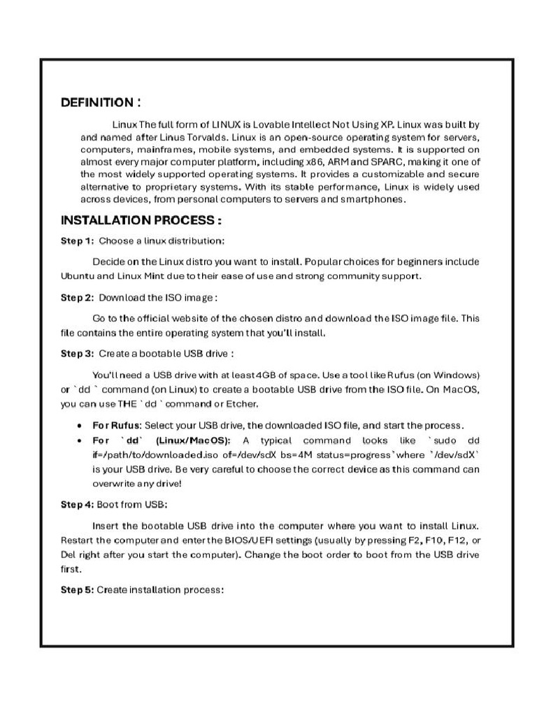 Linux operating system pdf