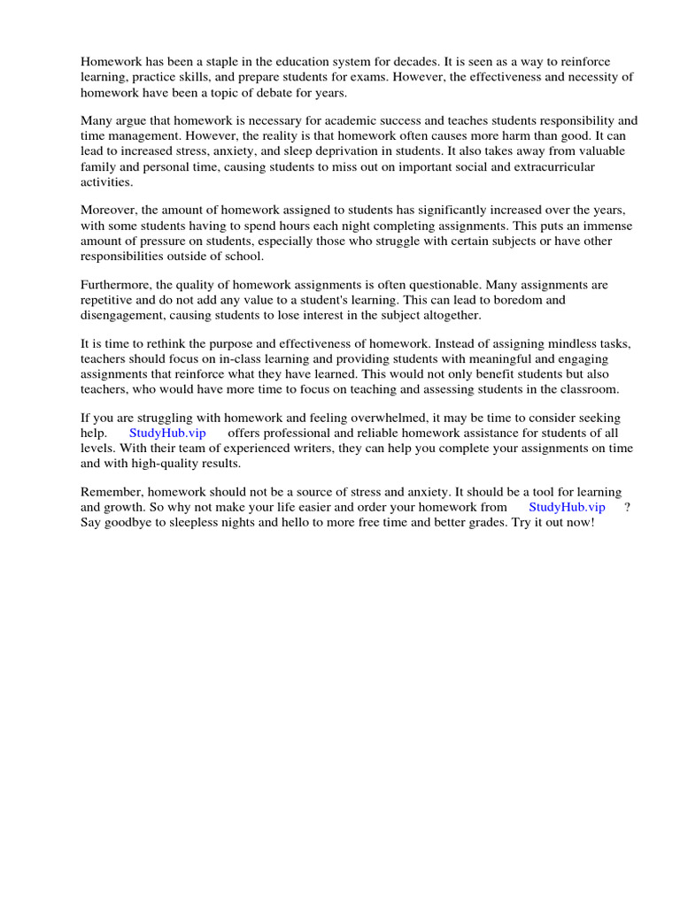 Why We Should Get Rid of Homework | PDF | Homework | Teachers