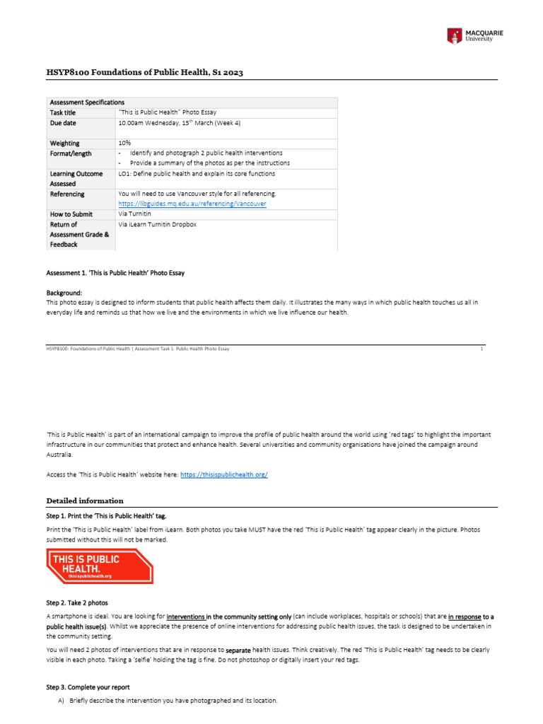 Public Health Photo Essay Guidelines | PDF | Public Health | Sedentary ...
