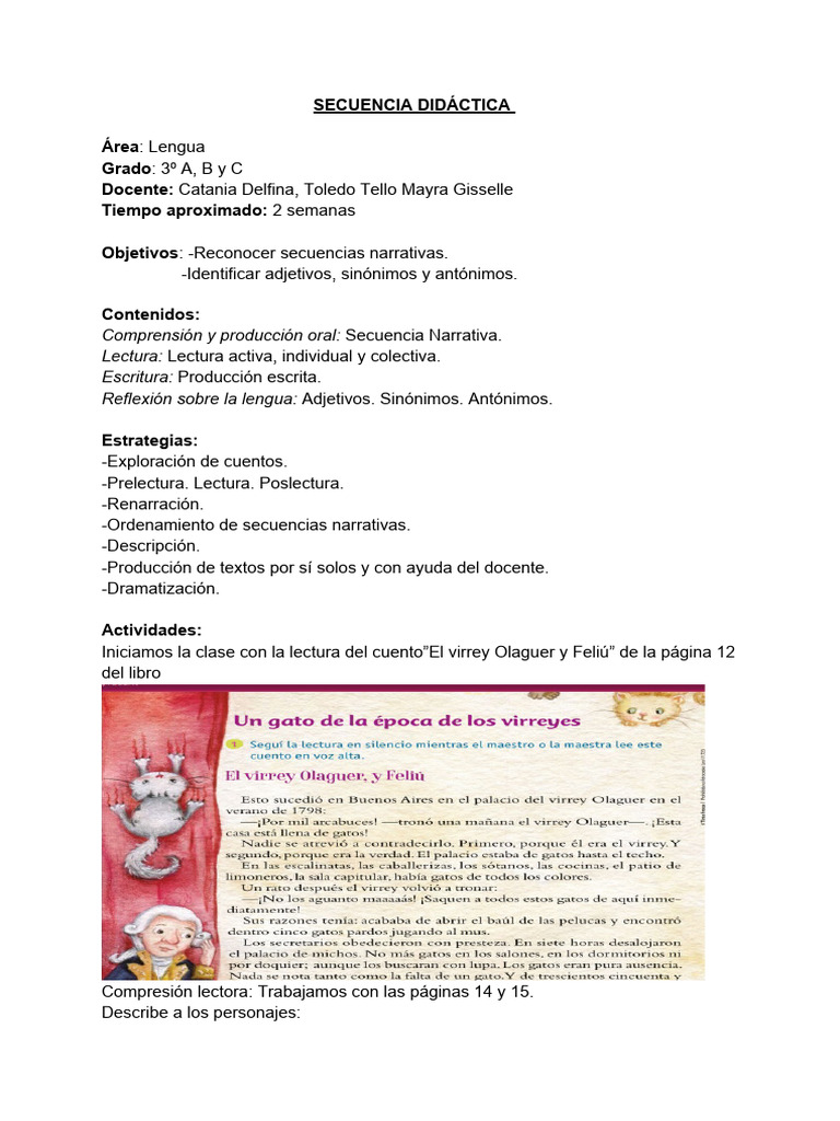 SECUENCIA DIDÁCTIC Lenguaa 3ero PDF Lingüística