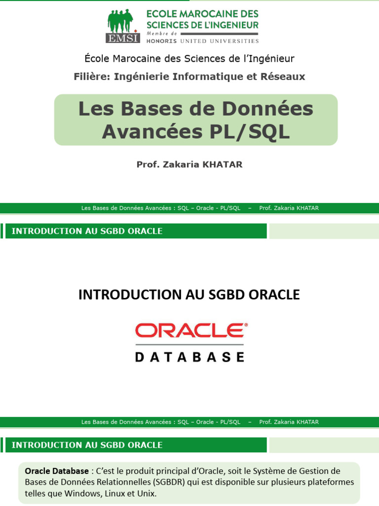 Introduction à Oracle et SQL*Plus | PDF | Base de données Oracle ...