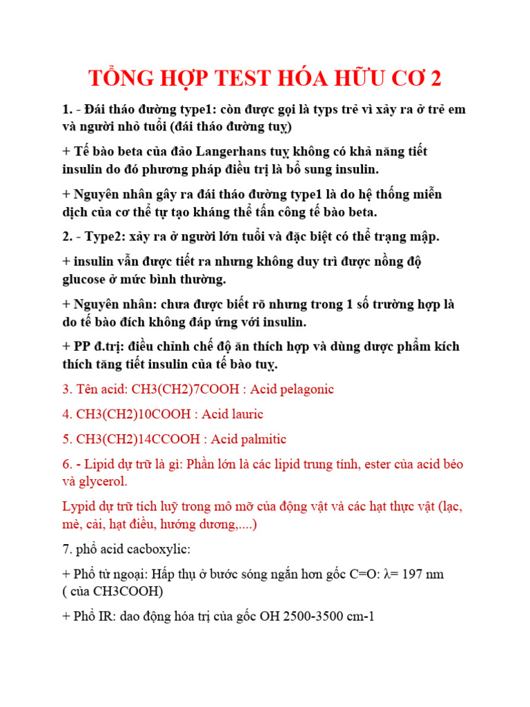 T NG H P Test Hóa H U Cơ 2 | PDF