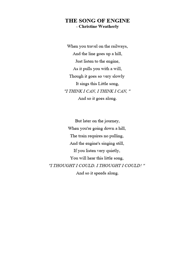 The Song of the Engine Poem | PDF
