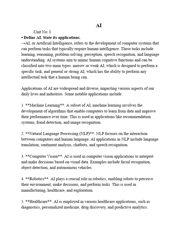 Uni Answerbank 1 | PDF | Intelligence (AI) & Semantics | Artificial ...