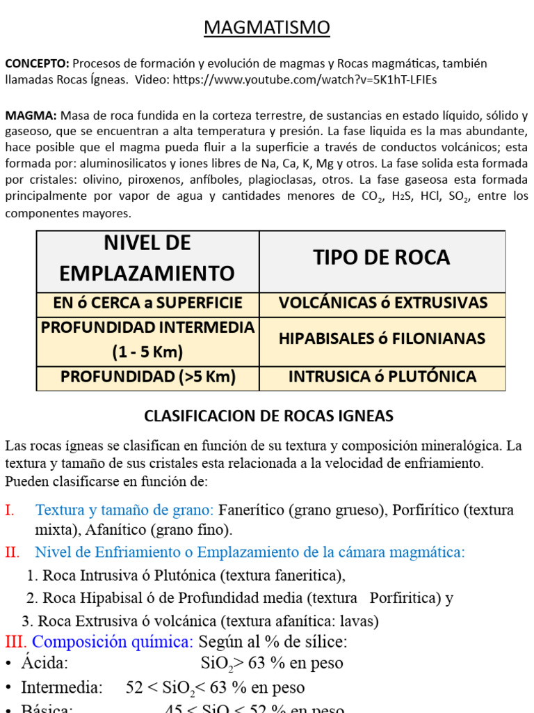 Clasificación y Tipos de Rocas Ígneas | PDF | Roca ígnea | Roca (geología)