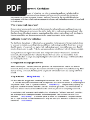 California Homework Guidelines