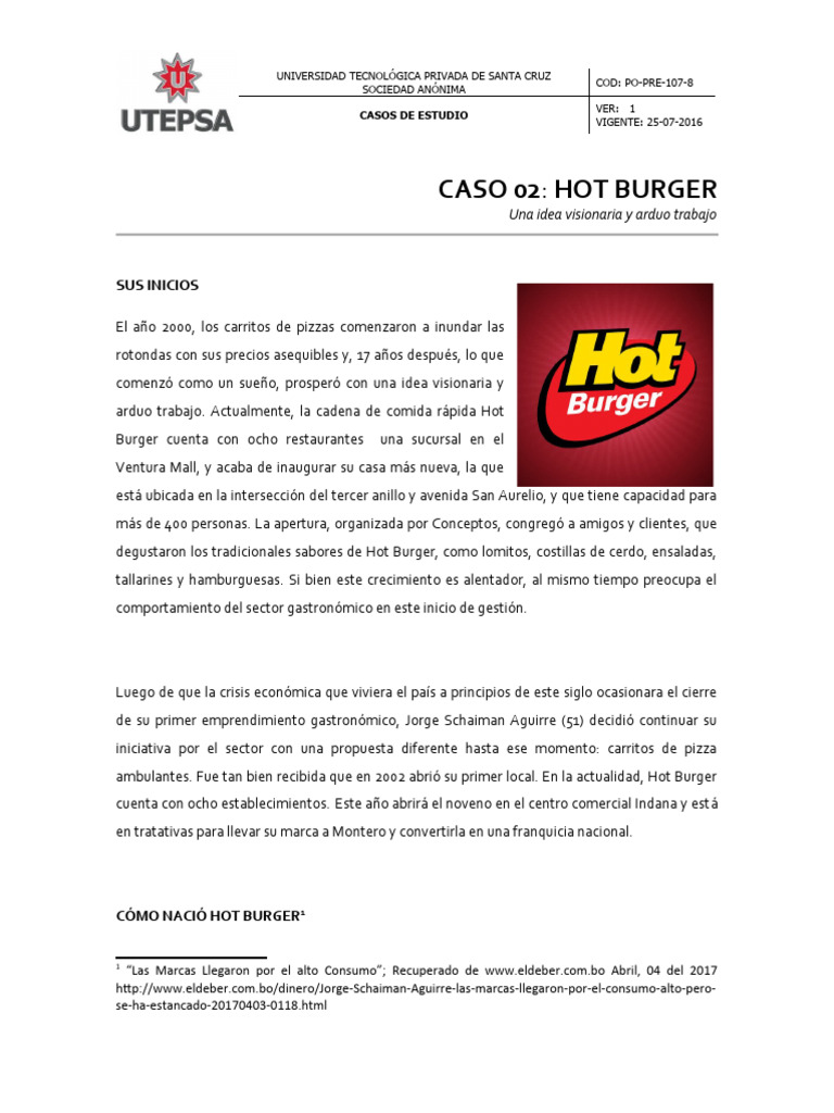 Expansión de Hot Burger en Santa Cruz | PDF | Business | Alimentos