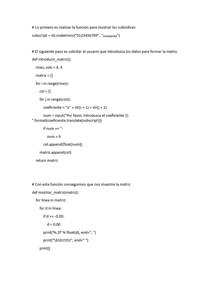 Pivoteo y Reducción de Matrices en Python | PDF | Matriz (Matemáticas ...