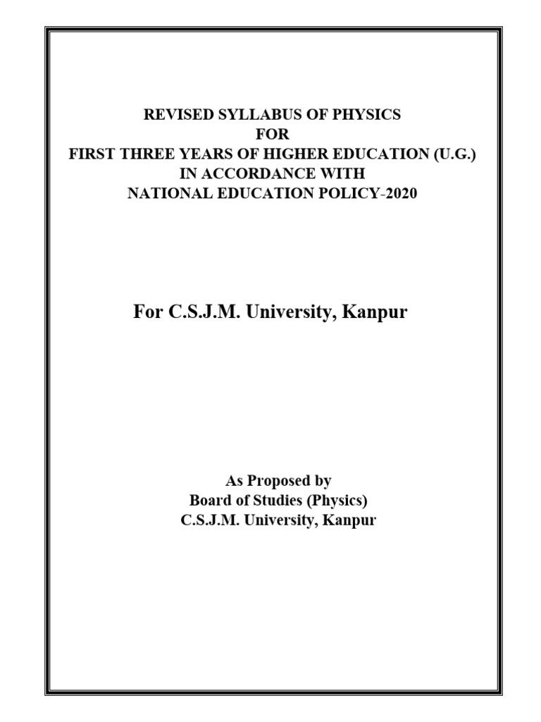 UG Physics Syllabus NEP 2020 Kanpur | PDF | Euclidean Vector ...