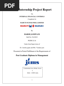 Maruti Suzuki Internship Report (Final)