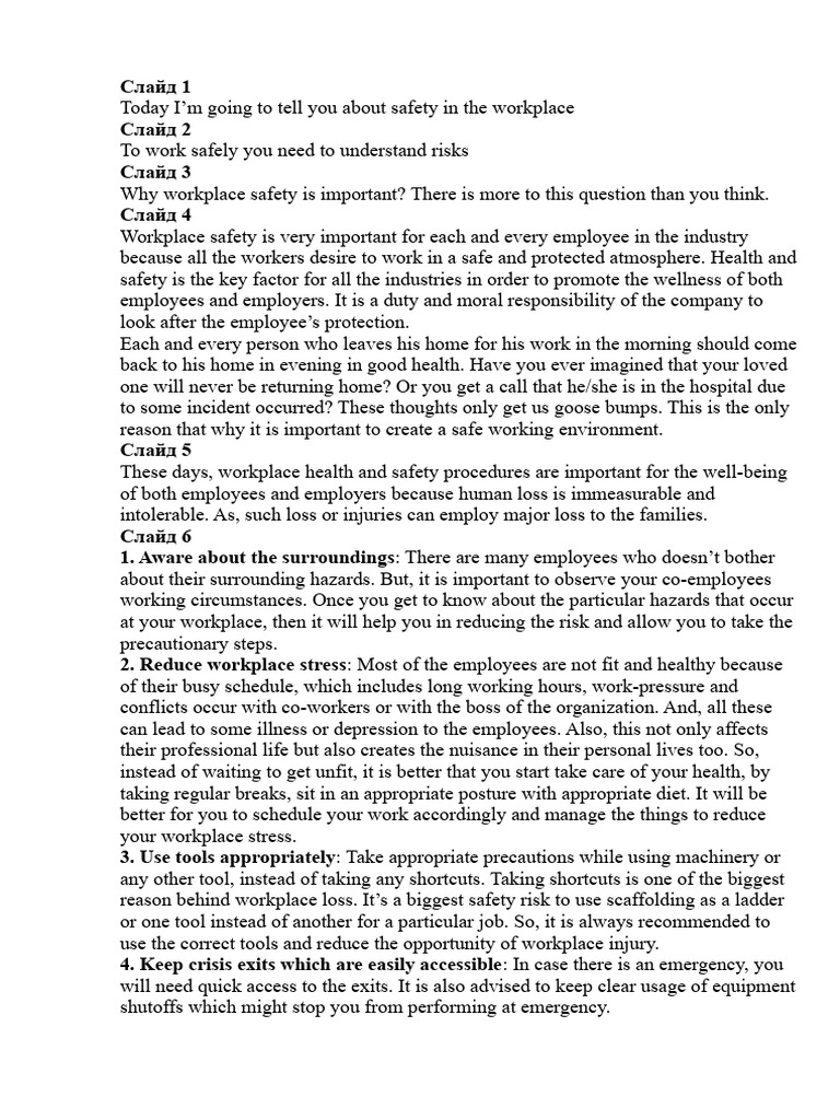Workplace Safety Essentials Guide | PDF | Occupational Safety And ...