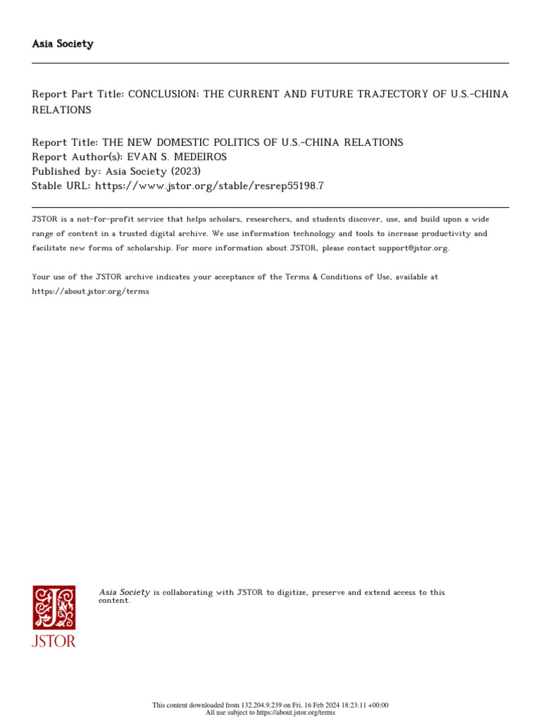 Report part title conclusion the current and future trajectory of u s