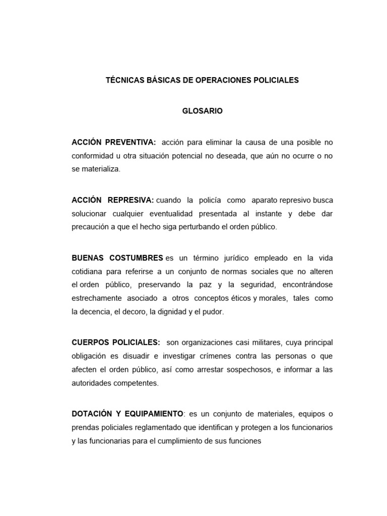 Glosario de Términos Policiales | PDF | Policía | Justicia