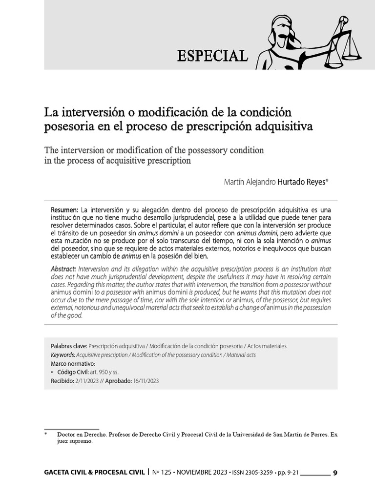 Interversión en Usucapión: Análisis Jurídico | PDF | Posesión (Ley ...