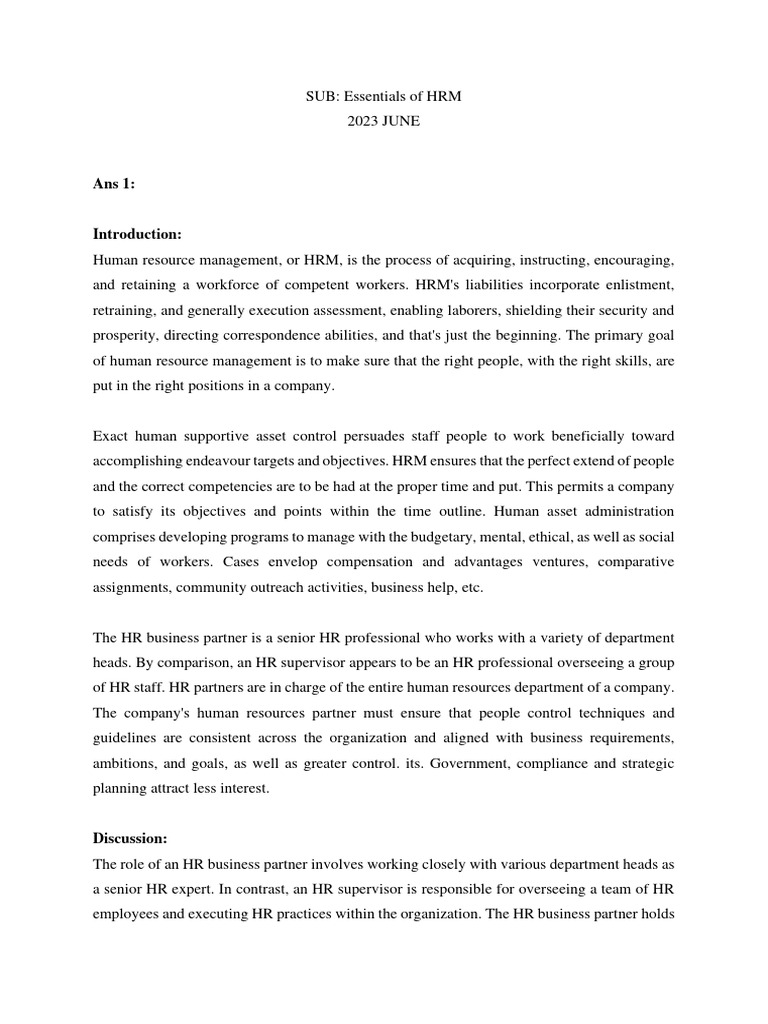 Essentials of Human Resource Management | PDF | Human Resource ...