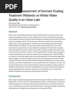 Baseline Assessment of Dormant Floating Treatment Wetlands On Winter Water Quality in An Urban Lake