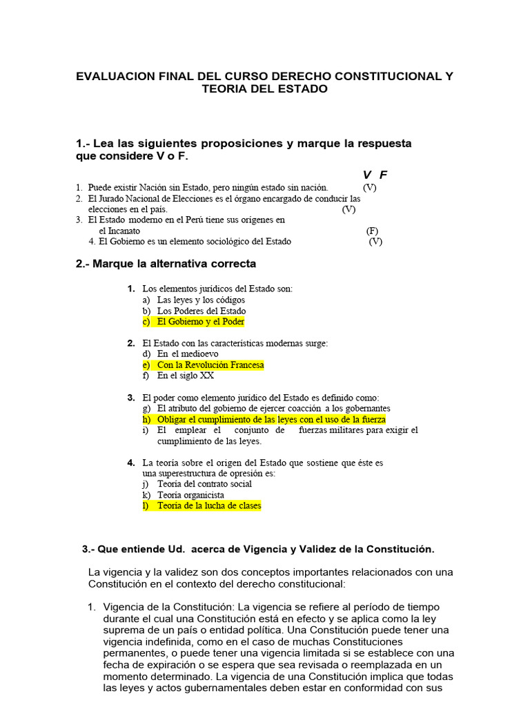 Final Del Examen de Derecho Constitucional | PDF | Constitución ...