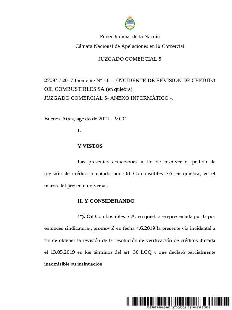 Sentencia Incidente de Revisiã N Editorial Amfin Subordinado | PDF ...
