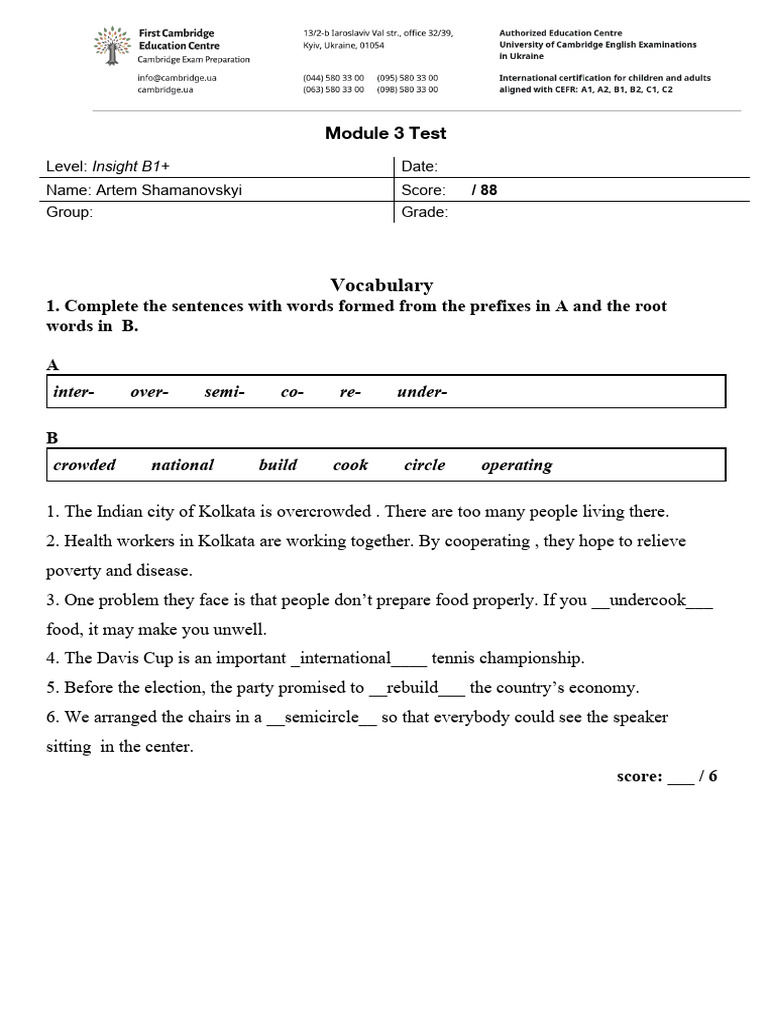 Insight intermediate module 3 test pdf fast food