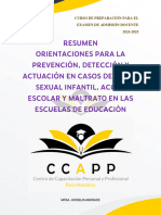 Protocolos de Actuación Ante Casos de Abuso Sexual Infantil, Acoso Escolar y Maltrato en Las Escuelas