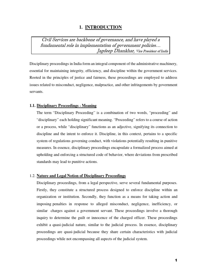 Disciplinary Proceedings in Civil Services | PDF | Burden Of Proof (Law ...