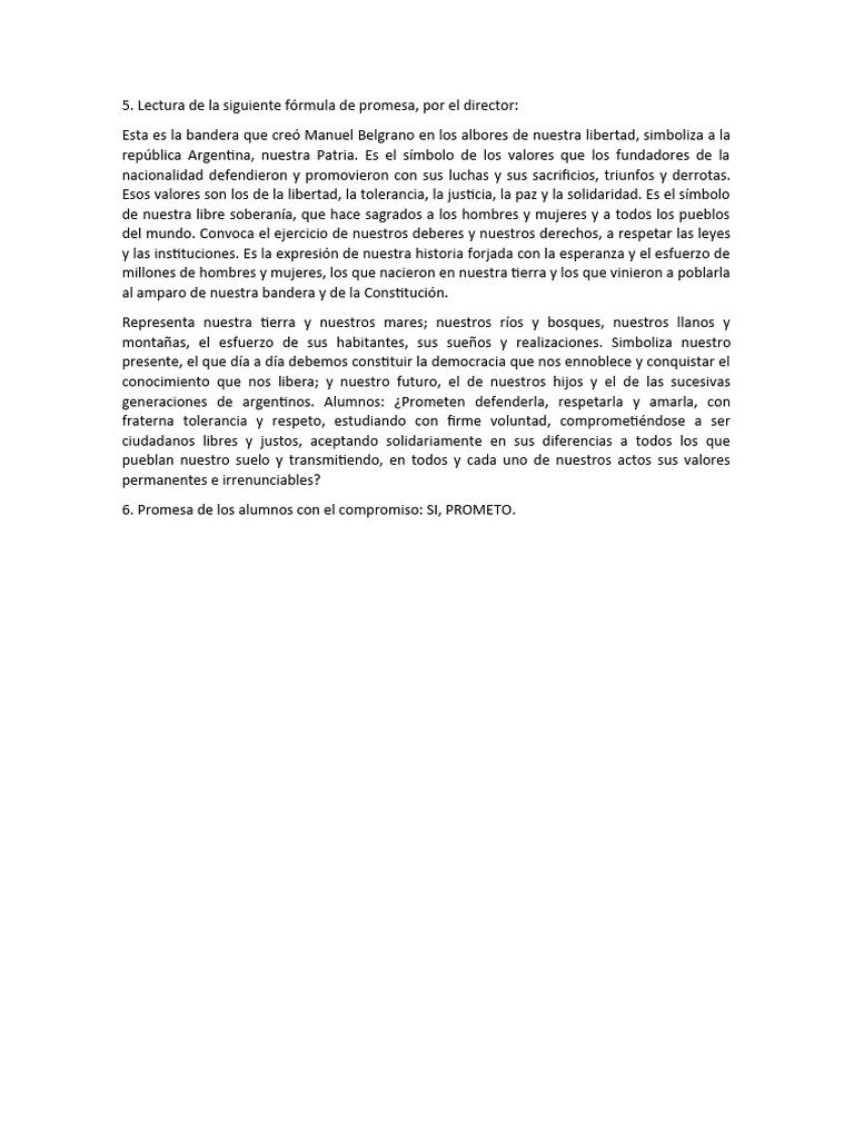 Promesa de Lealtad a la Bandera Argentina | PDF
