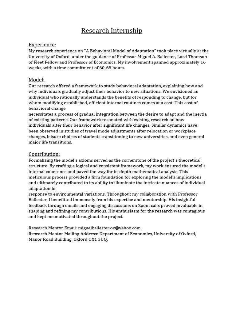 A Behavioural Model of Adaptation | PDF | Mentorship | Economics