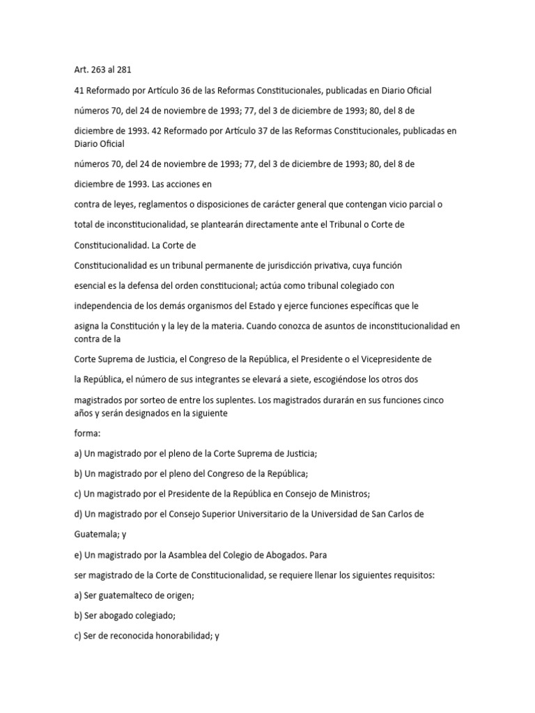 Artículo 263 de la Constitución de Guatemala | PDF | Judicaturas ...