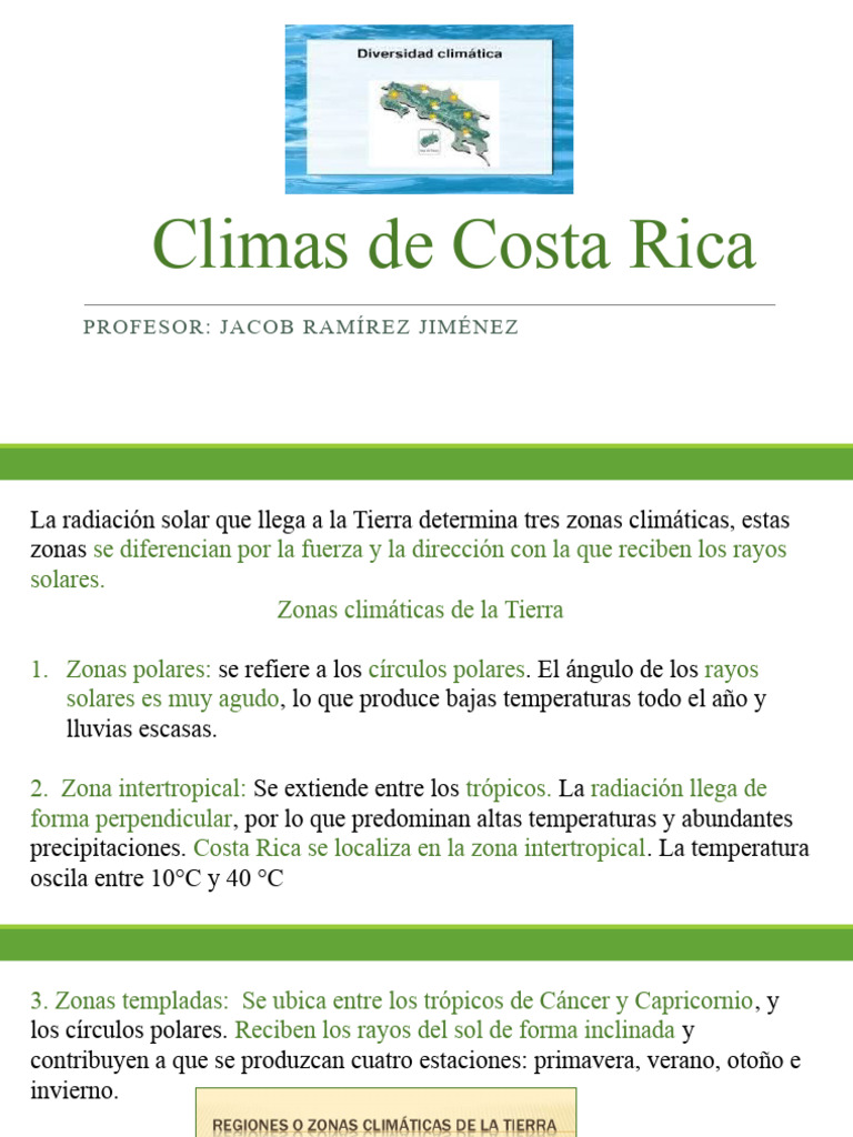 Climas de Costa Rica: Tipos y Características | PDF | Clima | Clima ...