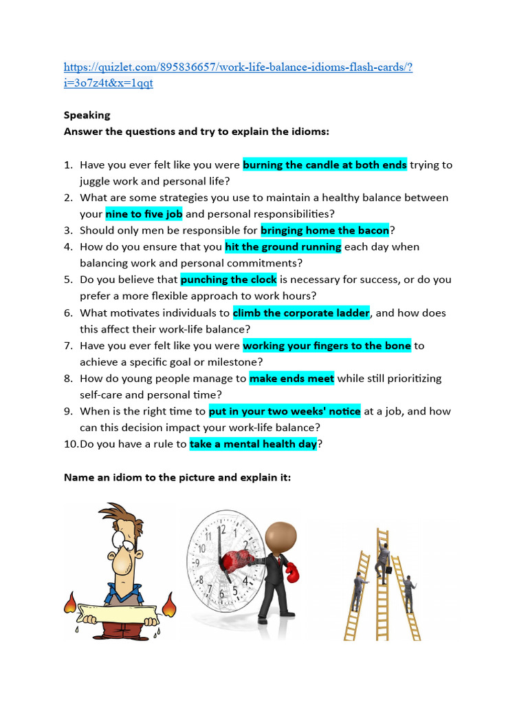 Idioms Work-Life Balance | PDF | Social Psychology | Business