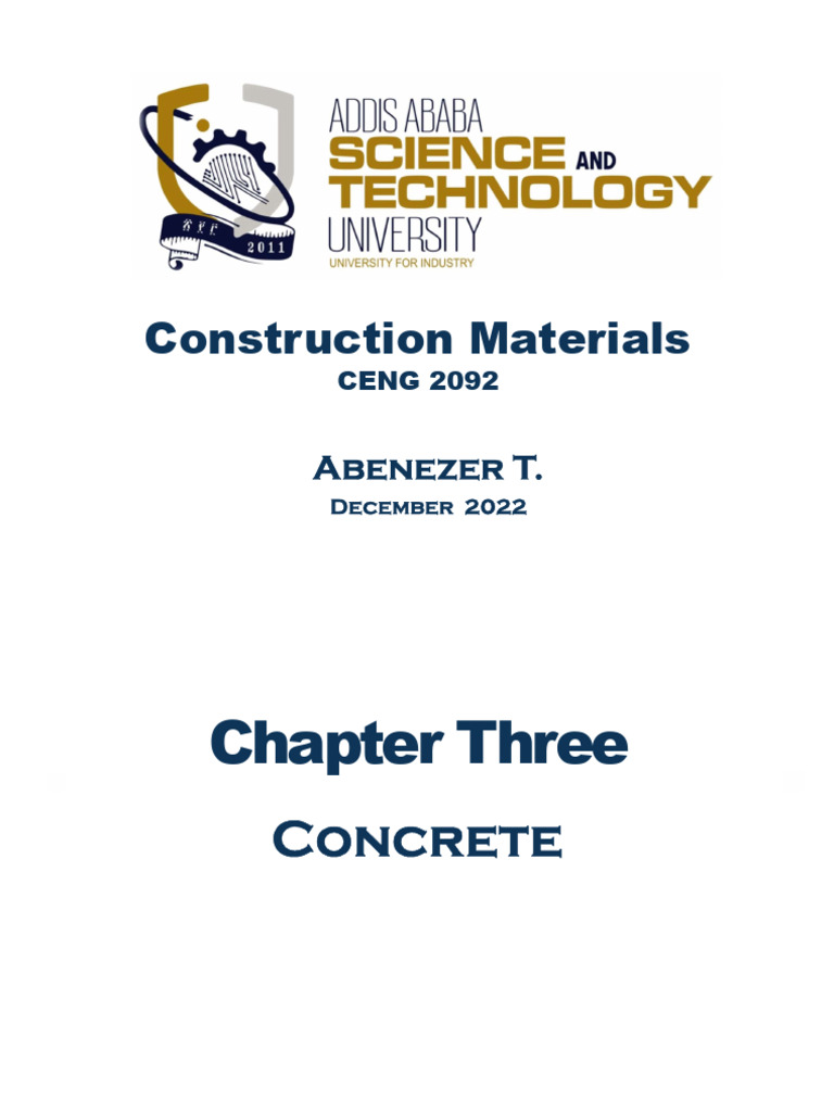 Construction Materials Chapter Three 2022 Full | PDF | Concrete ...