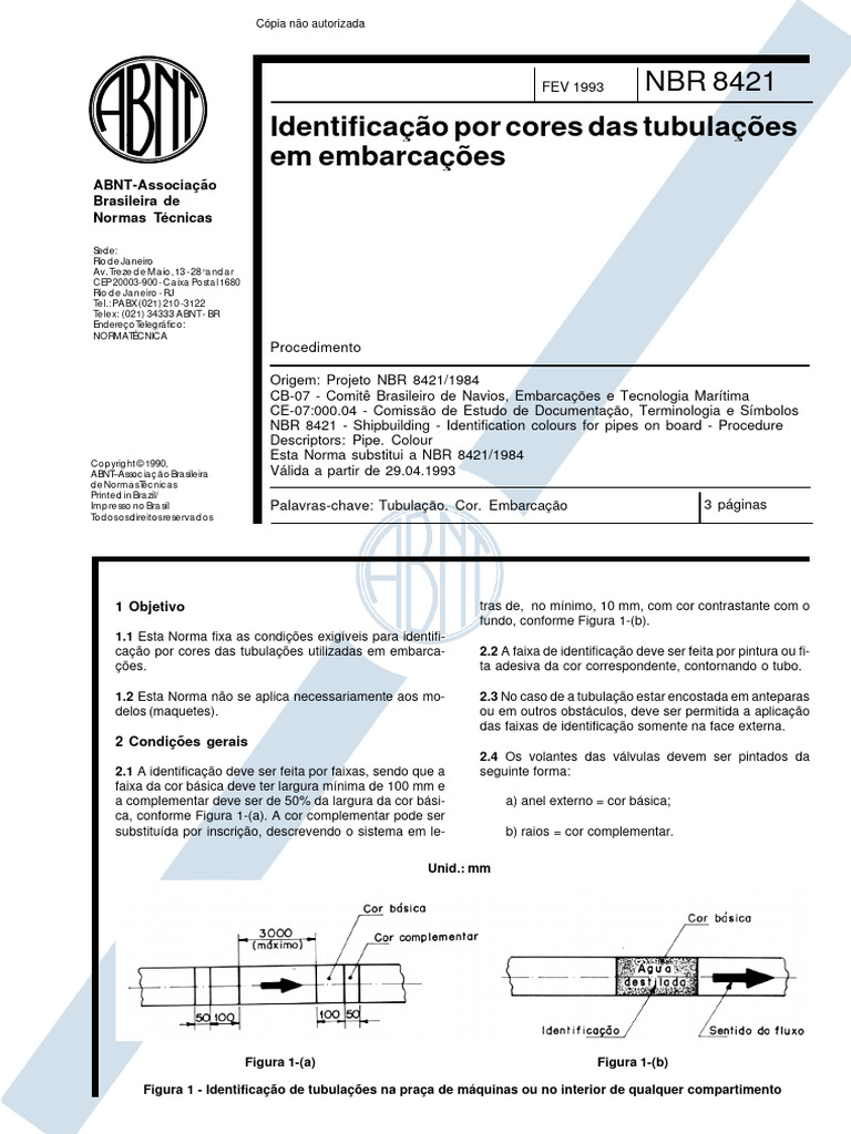 NBR 08421 NB 835 - Identificacao Por Cores Das Tubulacoes em ...