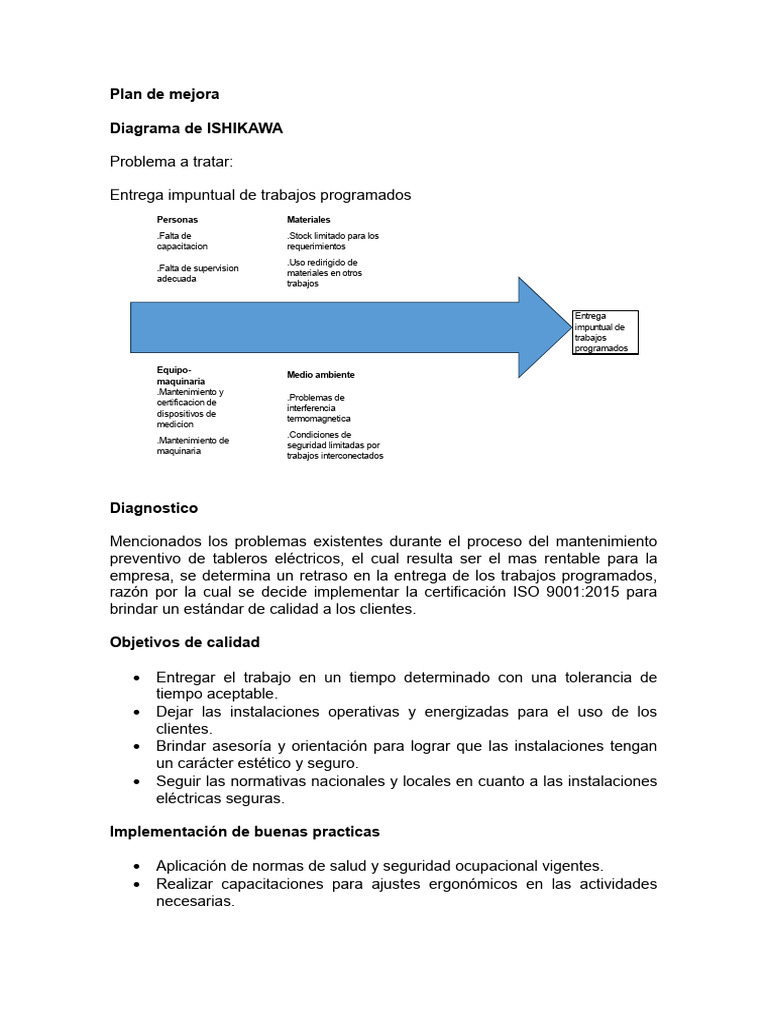 Mejora en Entregas de Mantenimiento Eléctrico | PDF