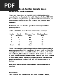 ISO 9001 Lead Auditor Sample Exam Questions and Answers