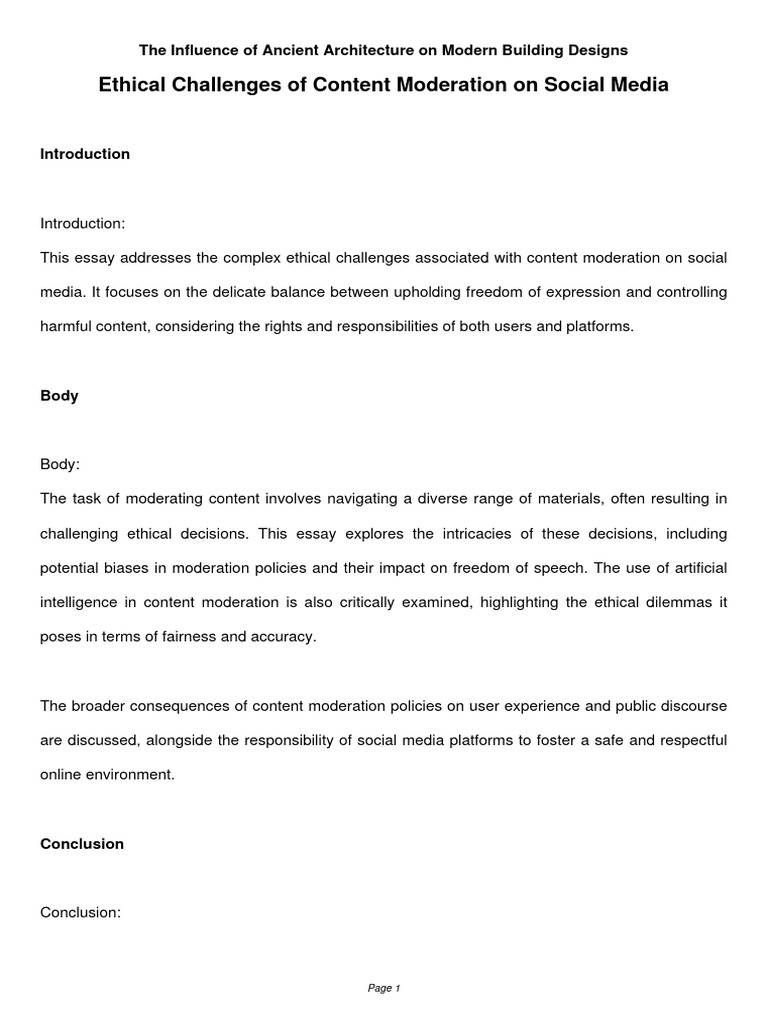 Content Moderation Social Media Essay | PDF