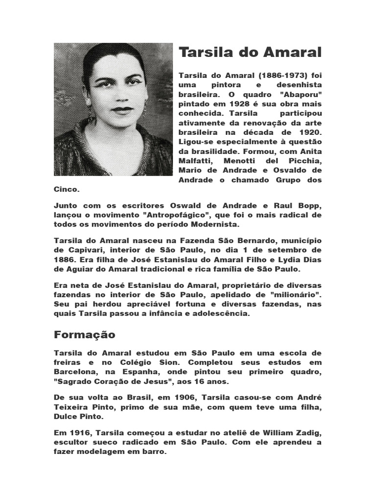 Biografia de Tarsila do Amaral | PDF