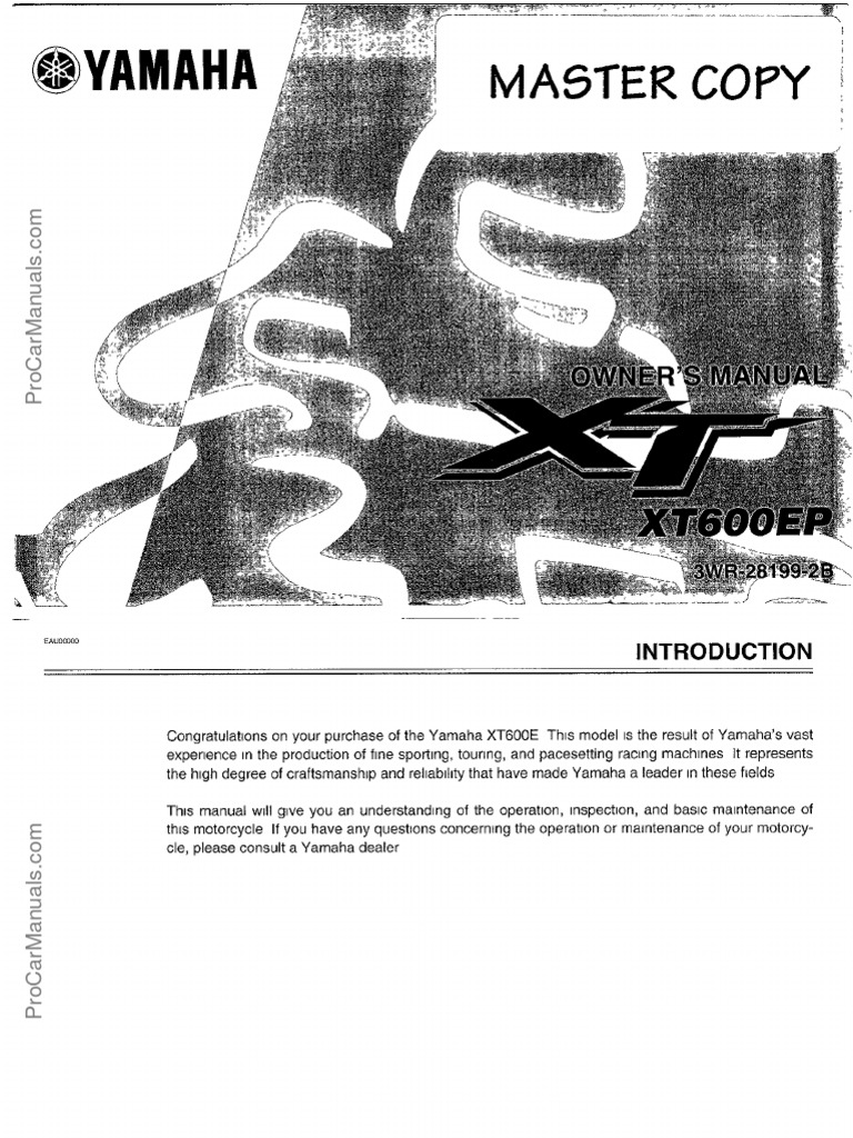 Yamaha Xt600e P 2002 Owners Manual | PDF