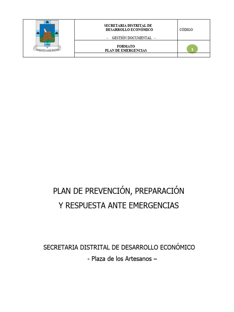 Plan de Prevencion Preparacion y Respuesta Ante Emergencias | PDF ...