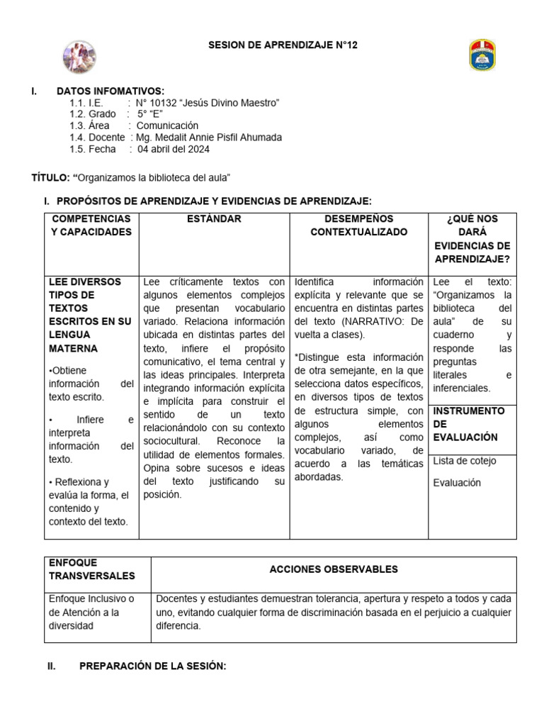 Anizamos La Biblioteca Del Aula | PDF | Salón de clases | Aprendizaje