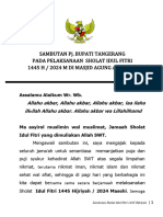 T1.SAMBUTAN PJ - bupaTI TANGERANG Acara Shalat Idul Fitri 1445 Hijriyah