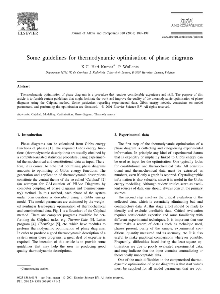 2001 Some guidelines for thermodynamic optimisation of phase diagrams ...