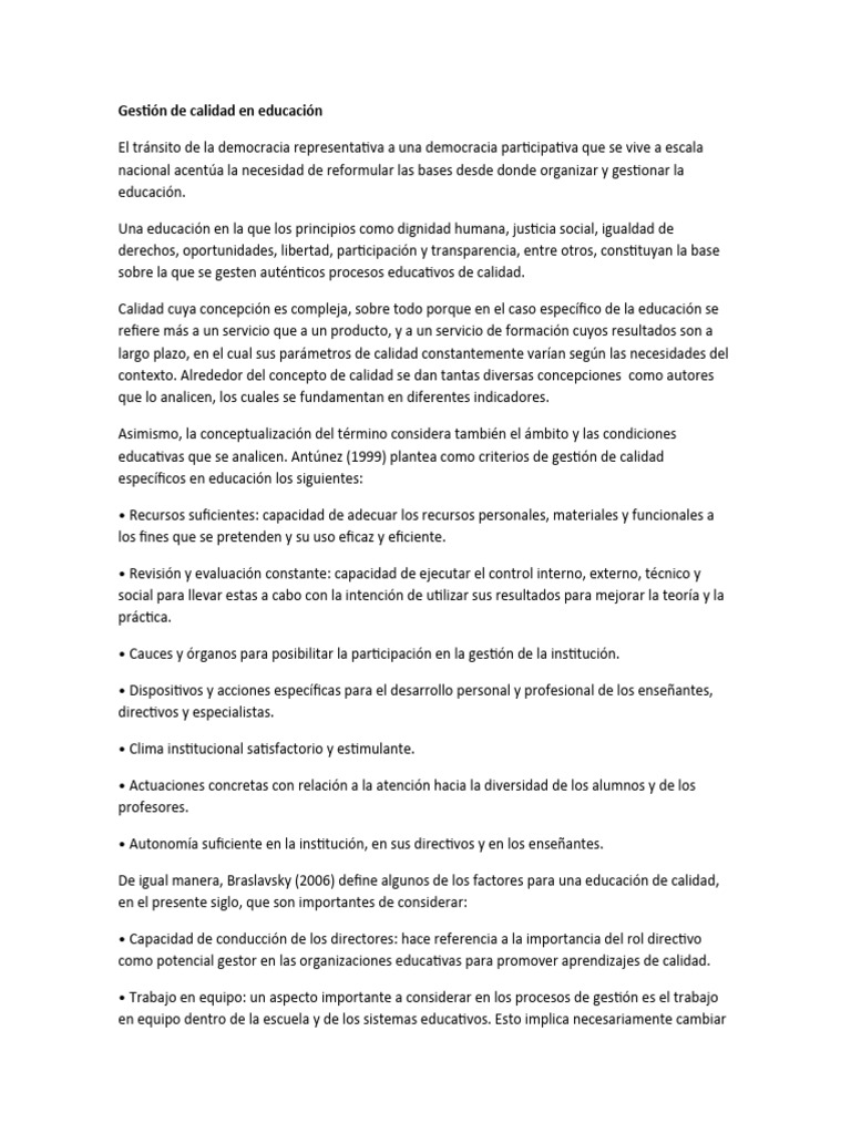 Gestión de Calidad en Educación | PDF | Calidad (comercial) | Liderazgo