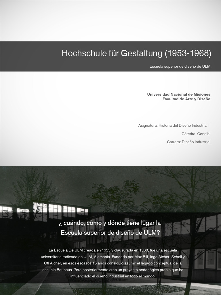 Historia y Legado de la Escuela de ULM | PDF | Diseño | Educación en ...