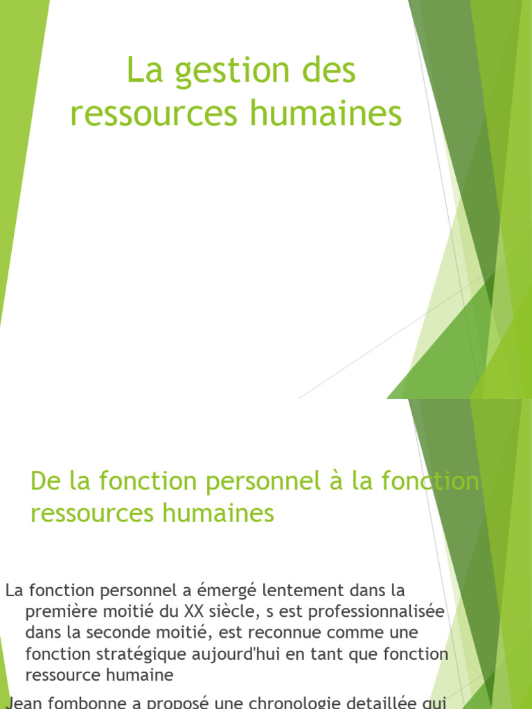 Évolution de la gestion des ressources humaines | PDF | Gestion des ...