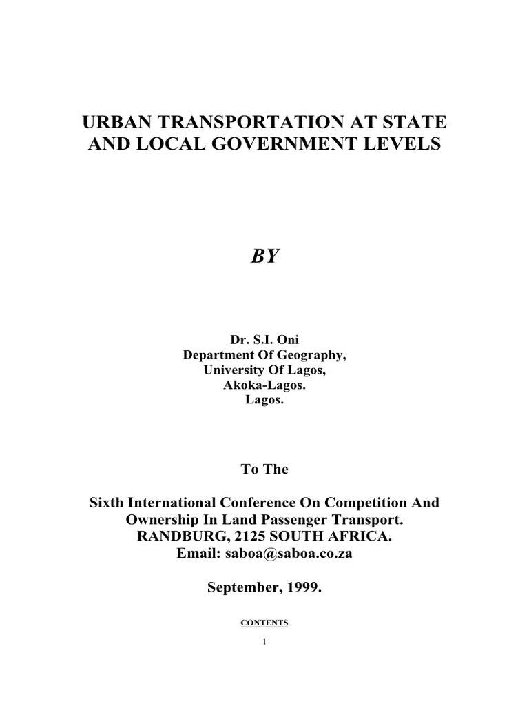 Urban Transport Management in Nigeria | PDF | Transport | Infrastructure